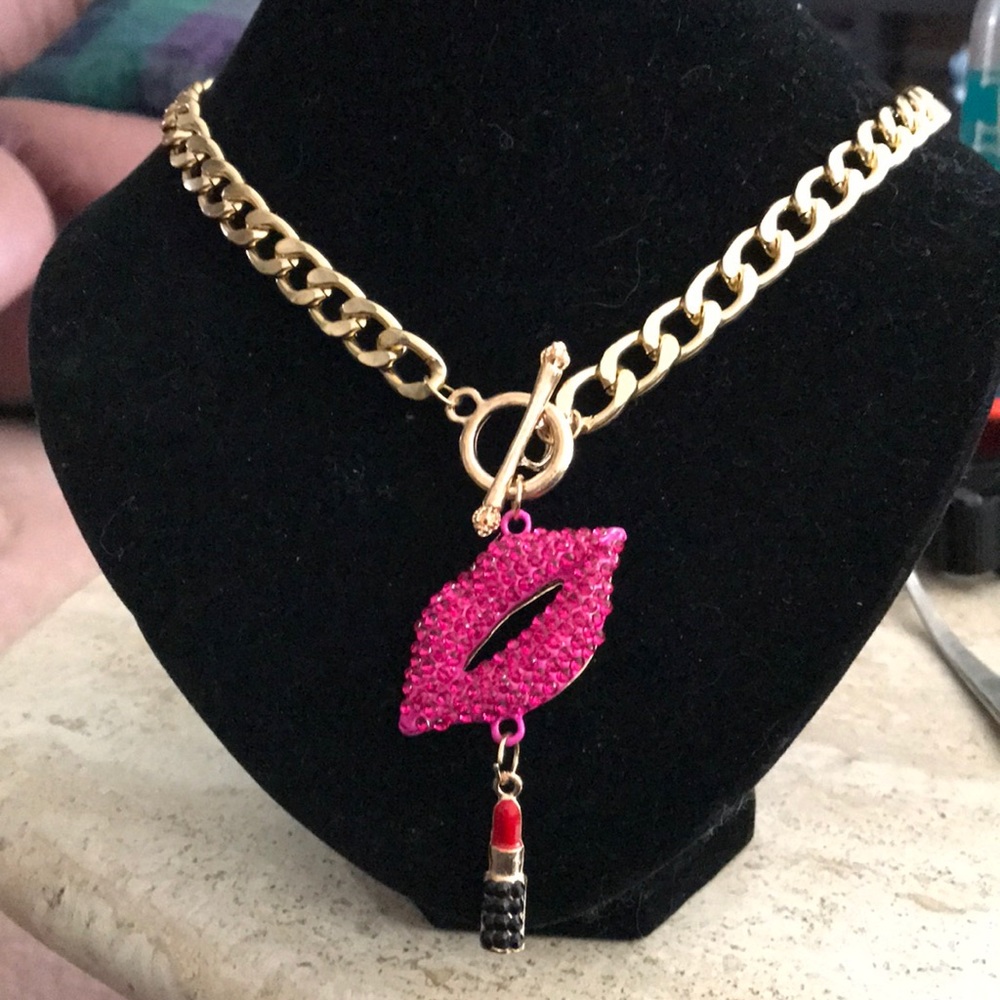 Goldplate 18” linked necklace w/ hanging charms.